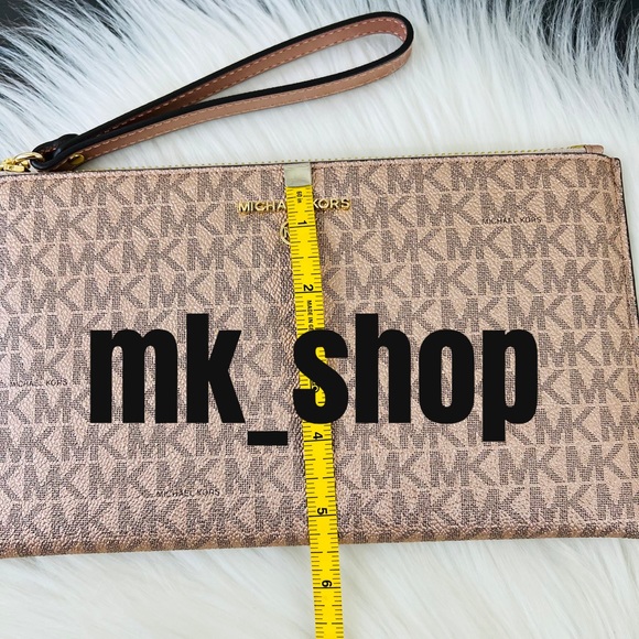 Michael Kors Jet Set Charm Large Zip Clutch Wristlet Rose Gold - Picture 10 of 11